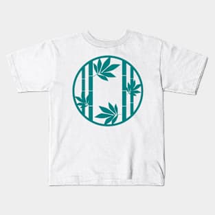 Teal Bamboo Forest Round Window Ring Kids T-Shirt